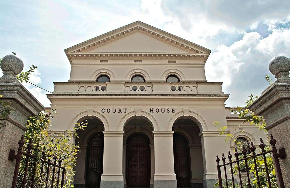 Front view of a court house
